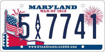 MD license plate 5AX7741