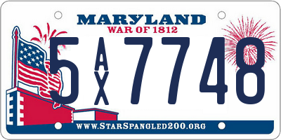 MD license plate 5AX7748
