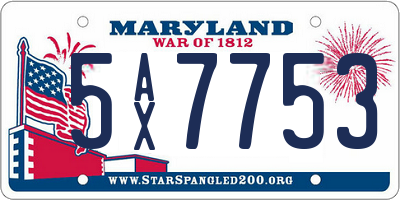 MD license plate 5AX7753