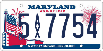 MD license plate 5AX7754