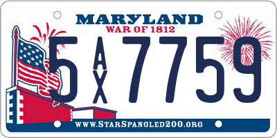 MD license plate 5AX7759