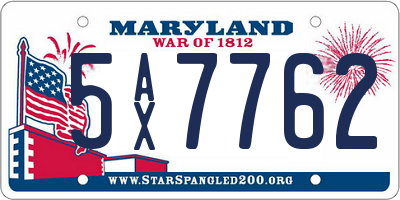 MD license plate 5AX7762
