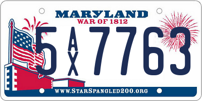 MD license plate 5AX7763