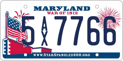 MD license plate 5AX7766