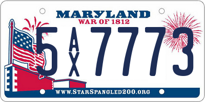 MD license plate 5AX7773