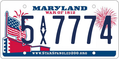 MD license plate 5AX7774