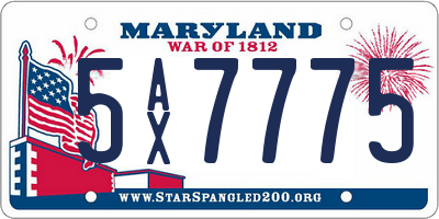 MD license plate 5AX7775