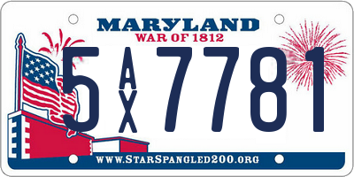 MD license plate 5AX7781