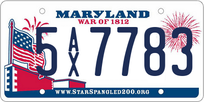 MD license plate 5AX7783
