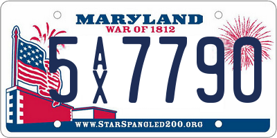 MD license plate 5AX7790