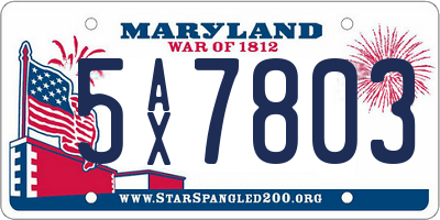 MD license plate 5AX7803