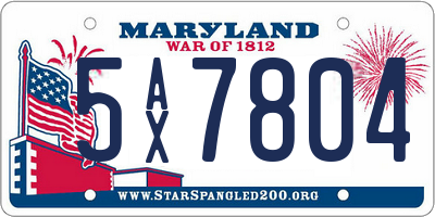 MD license plate 5AX7804