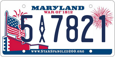 MD license plate 5AX7821