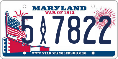 MD license plate 5AX7822