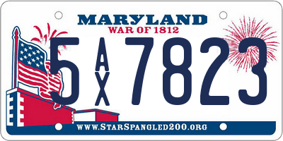 MD license plate 5AX7823