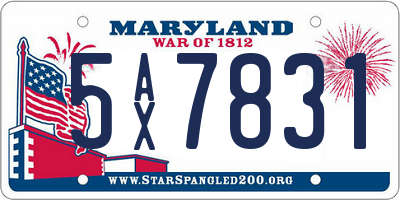 MD license plate 5AX7831