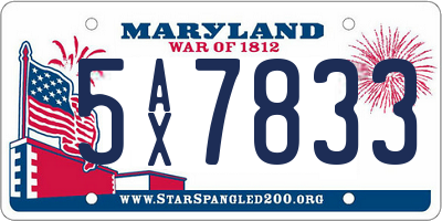 MD license plate 5AX7833