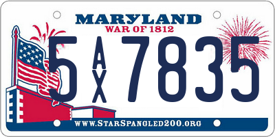MD license plate 5AX7835