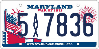 MD license plate 5AX7836