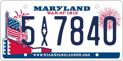 MD license plate 5AX7840