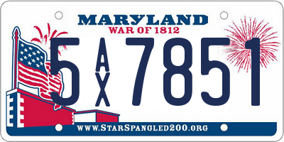 MD license plate 5AX7851