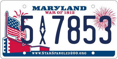 MD license plate 5AX7853