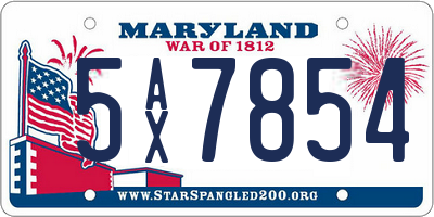 MD license plate 5AX7854