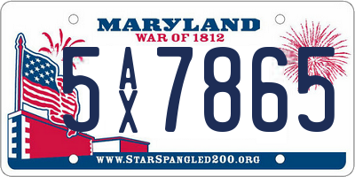 MD license plate 5AX7865