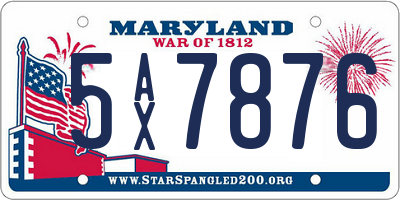 MD license plate 5AX7876