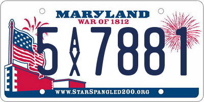 MD license plate 5AX7881