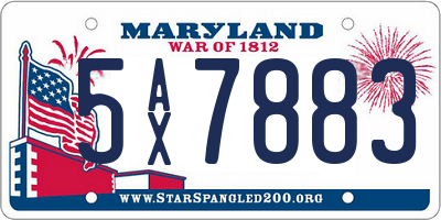MD license plate 5AX7883