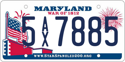 MD license plate 5AX7885