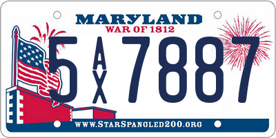 MD license plate 5AX7887