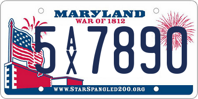 MD license plate 5AX7890