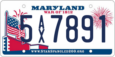 MD license plate 5AX7891