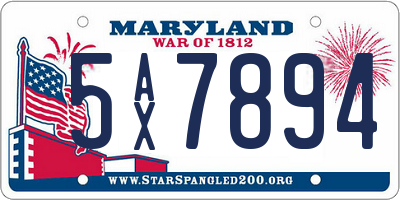 MD license plate 5AX7894
