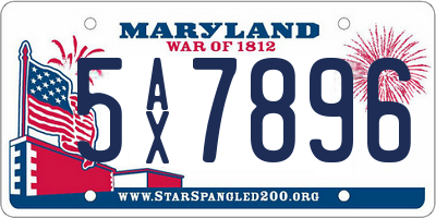 MD license plate 5AX7896
