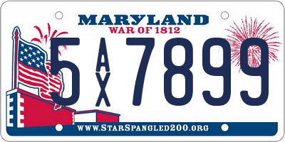 MD license plate 5AX7899