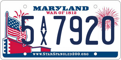 MD license plate 5AX7920