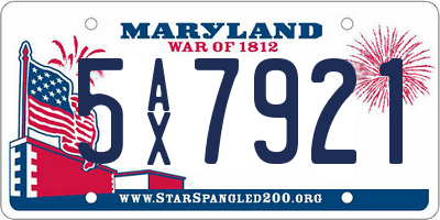 MD license plate 5AX7921