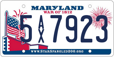MD license plate 5AX7923