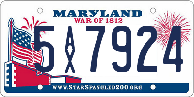 MD license plate 5AX7924