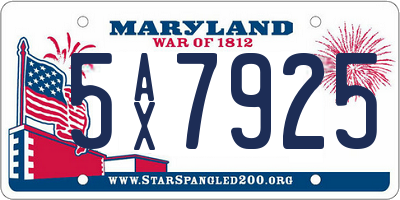 MD license plate 5AX7925