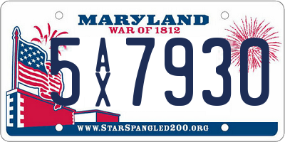 MD license plate 5AX7930