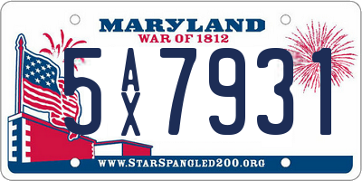 MD license plate 5AX7931