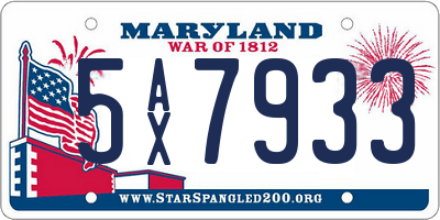 MD license plate 5AX7933