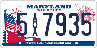 MD license plate 5AX7935