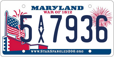 MD license plate 5AX7936