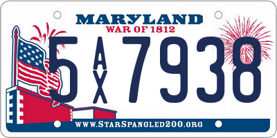 MD license plate 5AX7938
