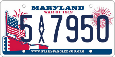 MD license plate 5AX7950